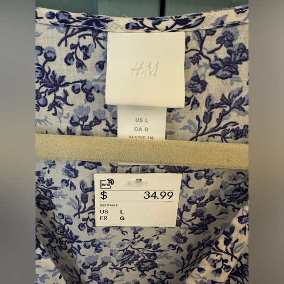(BNWT) H&M Blue & White Floral Dress (L) - Picture 2 of 5
